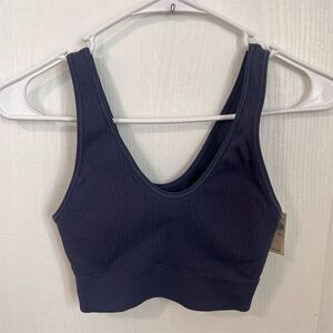 Aerie Women's Seamless Bralette Size Medium Blue V-Neck Wide Straps Pullover NWT